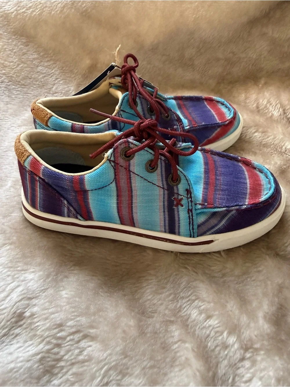 Twisted X Multicolor Striped Canvas Boat Shoe - Blue, Red, Purple